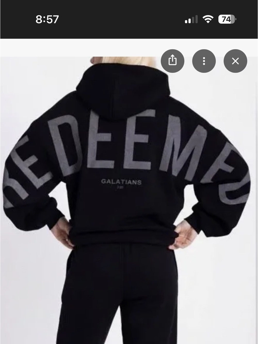 GLO jeans Black Hoodie with Gray 'REDEEMED' Graphic 🔥